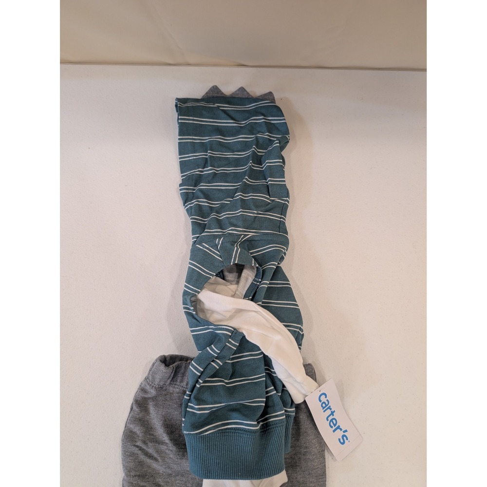 Carters Baby 3M 3-Piece Set Blue Striped Hoodie Bodysuit Pants Outfit NWT - Picture 5 of 6
